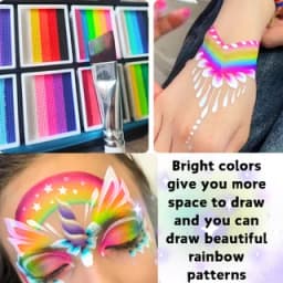 12-Color Rainbow Face Paint Palette & PVC Stencil Set — A Large-Capacity, Water-Based Body Paint Kit. The Reusable PVC Stencils