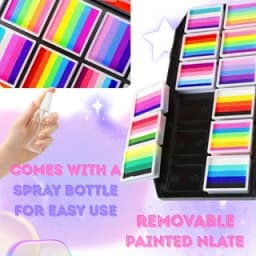 12-Color Rainbow Face Paint Palette & PVC Stencil Set — A Large-Capacity, Water-Based Body Paint Kit. The Reusable PVC Stencils