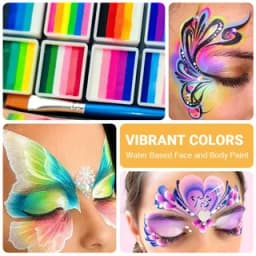 12-Color Rainbow Face Paint Palette & PVC Stencil Set — A Large-Capacity, Water-Based Body Paint Kit. The Reusable PVC Stencils