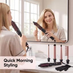 Interchangeable Multi-head Curling Wand Hair Styling Hot Comb Set LCD Digital Temp Control Anti-scald Straight Curler Kit