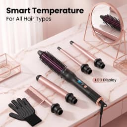 Interchangeable Multi-head Curling Wand Hair Styling Hot Comb Set LCD Digital Temp Control Anti-scald Straight Curler Kit