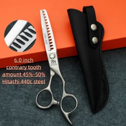 Professional Barber Scissors，6.0 Inch Contrary Tooth Thinning Shears，Hitachi 440c Steel，Hair Cutting Machine，Barber Accessories
