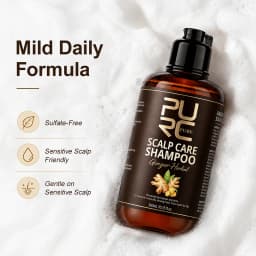 PURC 5-in-1 Ginger Herbal Scalp Care Shampoo Anti Hair Loss Strong Roots Soothe Itchy Scalp Smooth Hair Triple Herbal Formula
