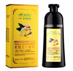 Mokeru 1pc 500ml Fast Black Color Dye Organic Ginger Hair Black Dye Shampoo for Women Anti Gray Hair 5 Mins Permanent Dye Black