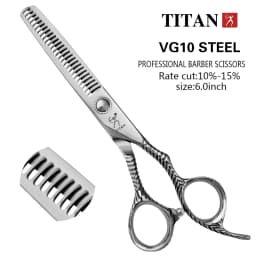 TITAN Professional Barber Scissors Thinning Hair VG10 Steel 6 Inch