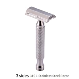 CNC 316 L Stainless Steel Material Men Safety Double Edge Razor Shaving With Non-slip Handle Hand Polished Razors