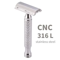CNC 316 L Stainless Steel Material Men Safety Double Edge Razor Shaving With Non-slip Handle Hand Polished Razors