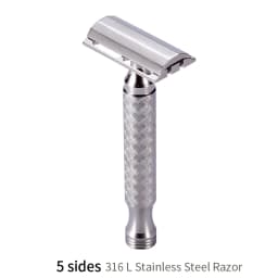 CNC 316 L Stainless Steel Material Men Safety Double Edge Razor Shaving With Non-slip Handle Hand Polished Razors