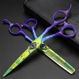 Peacock Green Hair Scissors 6 inch Professional Haircut Cutting and Thinning Scissors Japan 440C Steel