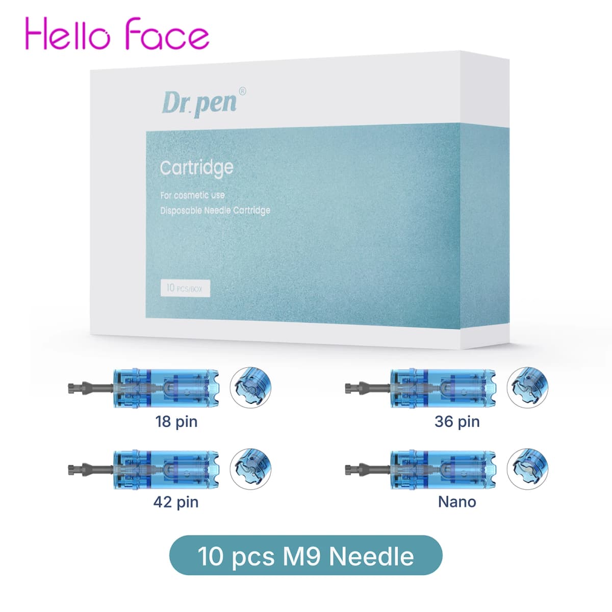 Dr. pen M9 Cartridge Needles: 18/36/42/ Round Nano pin Anti-Backflow Bayonet Heads with Chip-Controlled Needle Length 0.25 mm