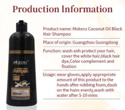 500ml Coconut Dye Shampoo Oil Essence Hair Color Shampoo Instant Hair Dye Shampoo Covering Gray Hair Permanent Moisturizing Hair