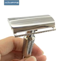 KAMPFE CNC machining Manual Safety Stainless Steel polished Razor Head for wet shaver Gifts for men