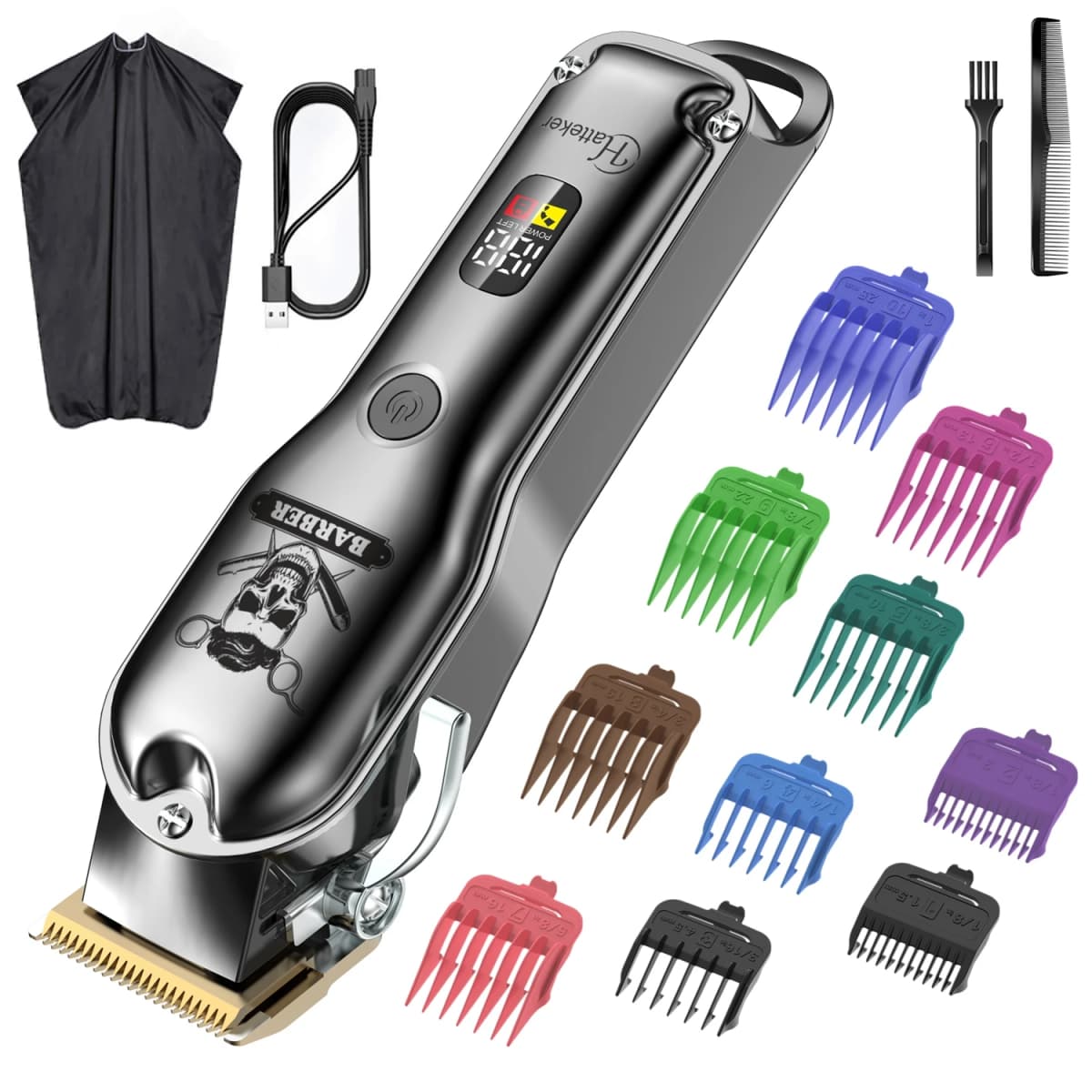 Hatteker Beard Trimmer for Men Electric Shaver  Hair Cutter with LED Display USB Rechargeable Grooming Kit