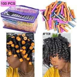 100pcs Perm Rods Set-5 Sizes Cold Wave Rollers for Natural Curling Styling and Hairdressing (Orange, Purple, Gray, Blue, Yellow)