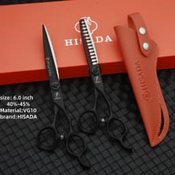 HISADA barber Scissors black suit 6.0/6.5/7.0/inch Professional hair scissors Made of VG10 material barber scissors