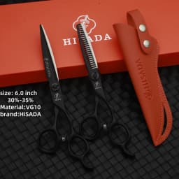 HISADA barber Scissors black suit 6.0/6.5/7.0/inch Professional hair scissors Made of VG10 material barber scissors