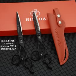 HISADA barber Scissors black suit 6.0/6.5/7.0/inch Professional hair scissors Made of VG10 material barber scissors