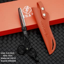 HISADA barber Scissors black suit 6.0/6.5/7.0/inch Professional hair scissors Made of VG10 material barber scissors