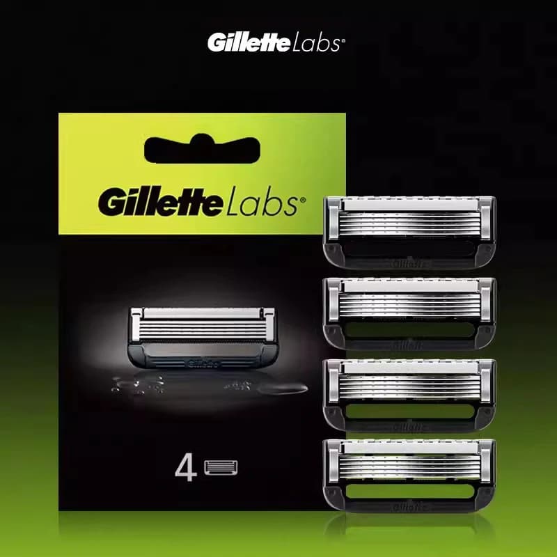 Gillette Labs 4 Count Shaver Refill Heads 5 Nano Blades Compatible with Labs and Heated Razor with Precision Trimmer 4 pcs/ pack