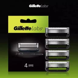 Gillette Labs 4 Count Shaver Refill Heads 5 Nano Blades Compatible with Labs and Heated Razor with Precision Trimmer 4 pcs/ pack