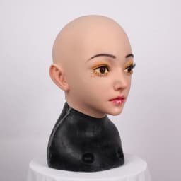 Silicone Female Head Mask for Pranks And Role Playing Male-to-Female Cross Dressing Realistic Cover with No Fake Eyes Or Eyelash