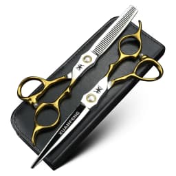 XUANFENG Gold Handle Professional Hair Scissors 6.5 '440C Steel Barber Cutting Scissors and Thinning Scissors,