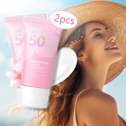 2pcs Sakura Sunscreen Cream Protector Facial Sun Block Spf50 Gel Isolation Lotion Creams Facial Moisturizer Repairing Sunscreen