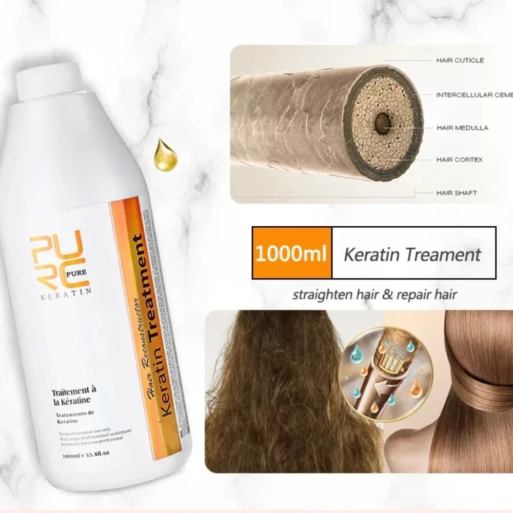 PURC Keratin Hair Straightening Smoothing Treatment For Curly Frizzy Hair Care Brazilian Keratin Products Professional 1000ml