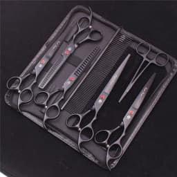 7.0 Pet Grooming Scissors Set Japanese Steel Straight Curved Dog Cat Cutting Thinning Shears Hair Comb Hemostatic Forceps Z3103