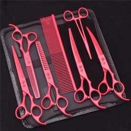 7.0 Pet Grooming Scissors Set Japanese Steel Straight Curved Dog Cat Cutting Thinning Shears Hair Comb Hemostatic Forceps Z3103