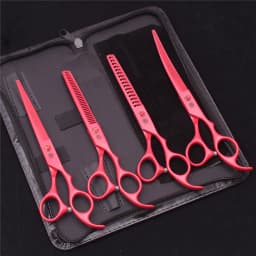 7.0 Pet Grooming Scissors Set Japanese Steel Straight Curved Dog Cat Cutting Thinning Shears Hair Comb Hemostatic Forceps Z3103