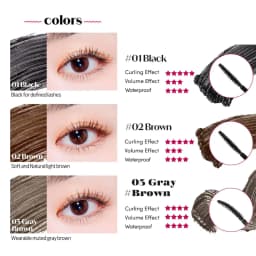 ETUDE Curl Fix Mascara 02 Brown,Smudge-Proof & Volume-Boosting,Lash Holding Power & Natural Finish,Korean Cosmetic,Korean Makeup