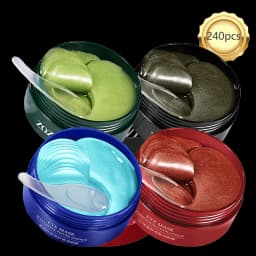 240pcs=120pairs Eye Patches Hyaluron Acid & Gold & Seaweed & Black Pearl Hydrating Moisturizing Crystal Collagen Gel Eye Mask