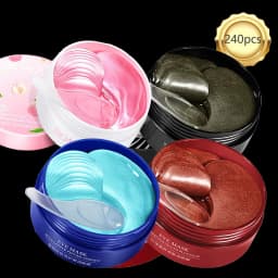 240pcs=120pairs Eye Patches Hyaluron Acid & Gold & Seaweed & Black Pearl Hydrating Moisturizing Crystal Collagen Gel Eye Mask