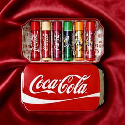 LiP SMACKER x Coca Cola Lip Balm Set, Coke Tin Lip Balm Multipack, Travel Set, Kids Lip Balm Gift Set, 6 Flavours