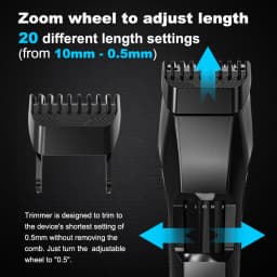 Men's Beard Trimmer, Trimmer with Precision Dial - Facial Hair Groomer - Adjustable 20 Length Setting,Waterproof Wet/Dry Clipper