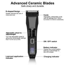 Men's Beard Trimmer, Trimmer with Precision Dial - Facial Hair Groomer - Adjustable 20 Length Setting,Waterproof Wet/Dry Clipper