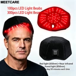 660nm 850nm LED Infrared Helmet Red Light Therapy Hat with 100pcs LED Lights 300pcs Beams Hair Loss&Hair Growth Cap Women Men