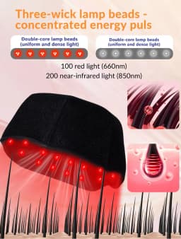 660nm 850nm LED Infrared Helmet Red Light Therapy Hat with 100pcs LED Lights 300pcs Beams Hair Loss&Hair Growth Cap Women Men