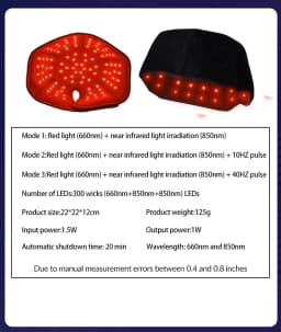 660nm 850nm LED Infrared Helmet Red Light Therapy Hat with 100pcs LED Lights 300pcs Beams Hair Loss&Hair Growth Cap Women Men