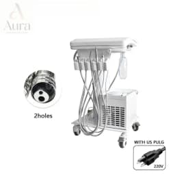 Portable Dental Turbine Unit 550W with 2/4 Holes Silent Oil-Free Air Compressor Handpiece for Mobile Dental Practice