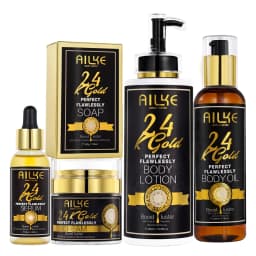 AILKE 24K Glod Flawlessly Skin Care Set, Whitening, Reduce Dark Spots, Pigmentation, Wrinkles, Moisturize, For All Skin Types