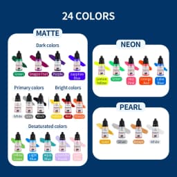 24 Colors Acrylic Paint Ink Set Airbrush Spray Nail Art Inks Water Pigment for Adults Craft Painting Nail Art Tool 10ml