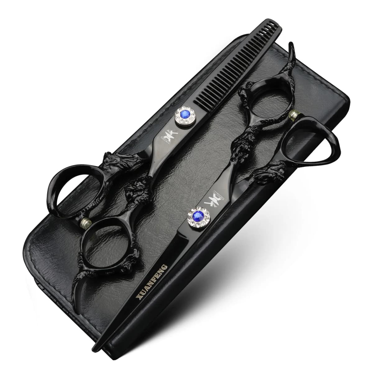 XUANFENG 6 Inch Dragon Handle Hair Scissors Barber Styling Tools Cutting Scissors and Thinning Scissors 6
