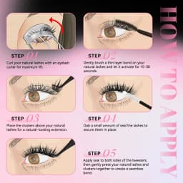 uCoolMe Lashes Flora Wispy and Spiky Clusters Kit with Bond and Seal Remover Long-lasting Waterproof Home DIY Eyelash Extension