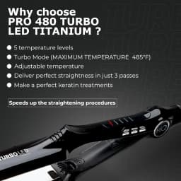 2026 High MQ Hair Straightening Titanium Flat Bivolt Iron 480°F Turbo Anatomic Design, Ultra-Smooth, Mirror Effect - 3 Passes