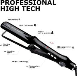 2026 High MQ Hair Straightening Titanium Flat Bivolt Iron 480°F Turbo Anatomic Design, Ultra-Smooth, Mirror Effect - 3 Passes
