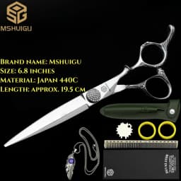 Barber Sciss 6Inch 440C Stainless Steel Hair Scissors Set, Professional Barber Cutting Shear & 10%‑20%‑30%‑40% Thinning Shears,
