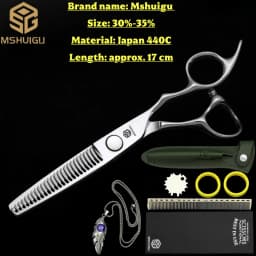 Barber Sciss 6Inch 440C Stainless Steel Hair Scissors Set, Professional Barber Cutting Shear & 10%‑20%‑30%‑40% Thinning Shears,
