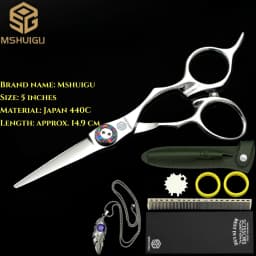 Barber Sciss 6Inch 440C Stainless Steel Hair Scissors Set, Professional Barber Cutting Shear & 10%‑20%‑30%‑40% Thinning Shears,